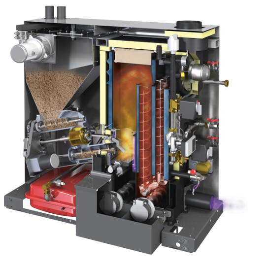 Pelletskessel Schnitt